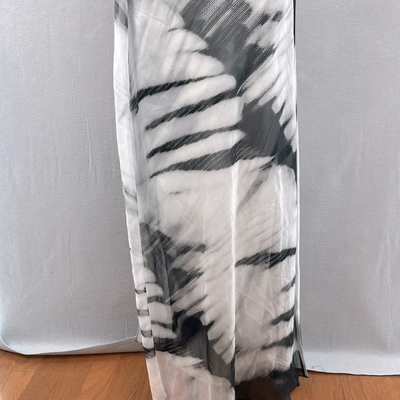 Halston Heritage women one shoulder tie-dye long caftan‎ dress gray/black size 4 - Picture 9 of 13
